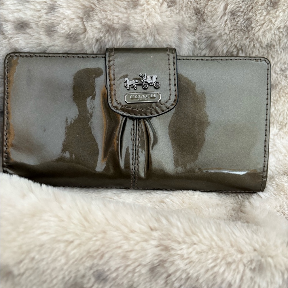 Vintage Coach Grey shiny patten Women's leather wallet - Picture 2 of 11
